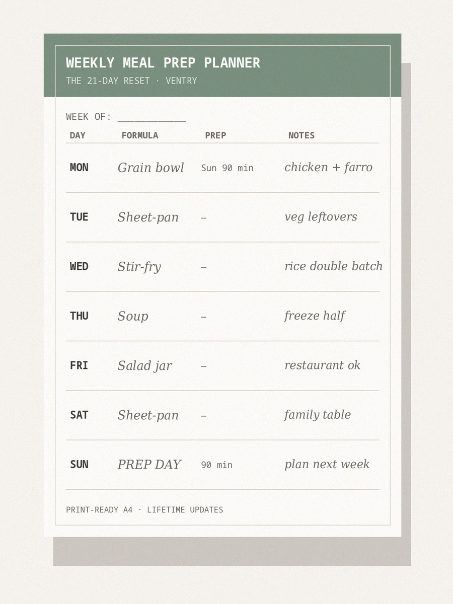 Weekly Meal Prep Planner printable
