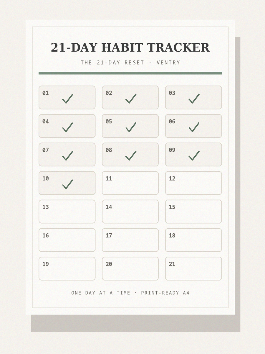 21-Day Habit Tracker printable